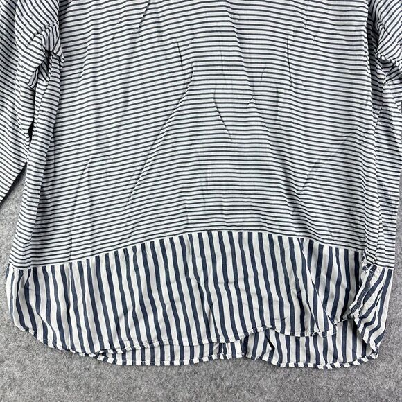 J Jill Tunic Top Womens XL Blue Striped Button Rayon Lightweight Coastal Beach* - Picture 8 of 14